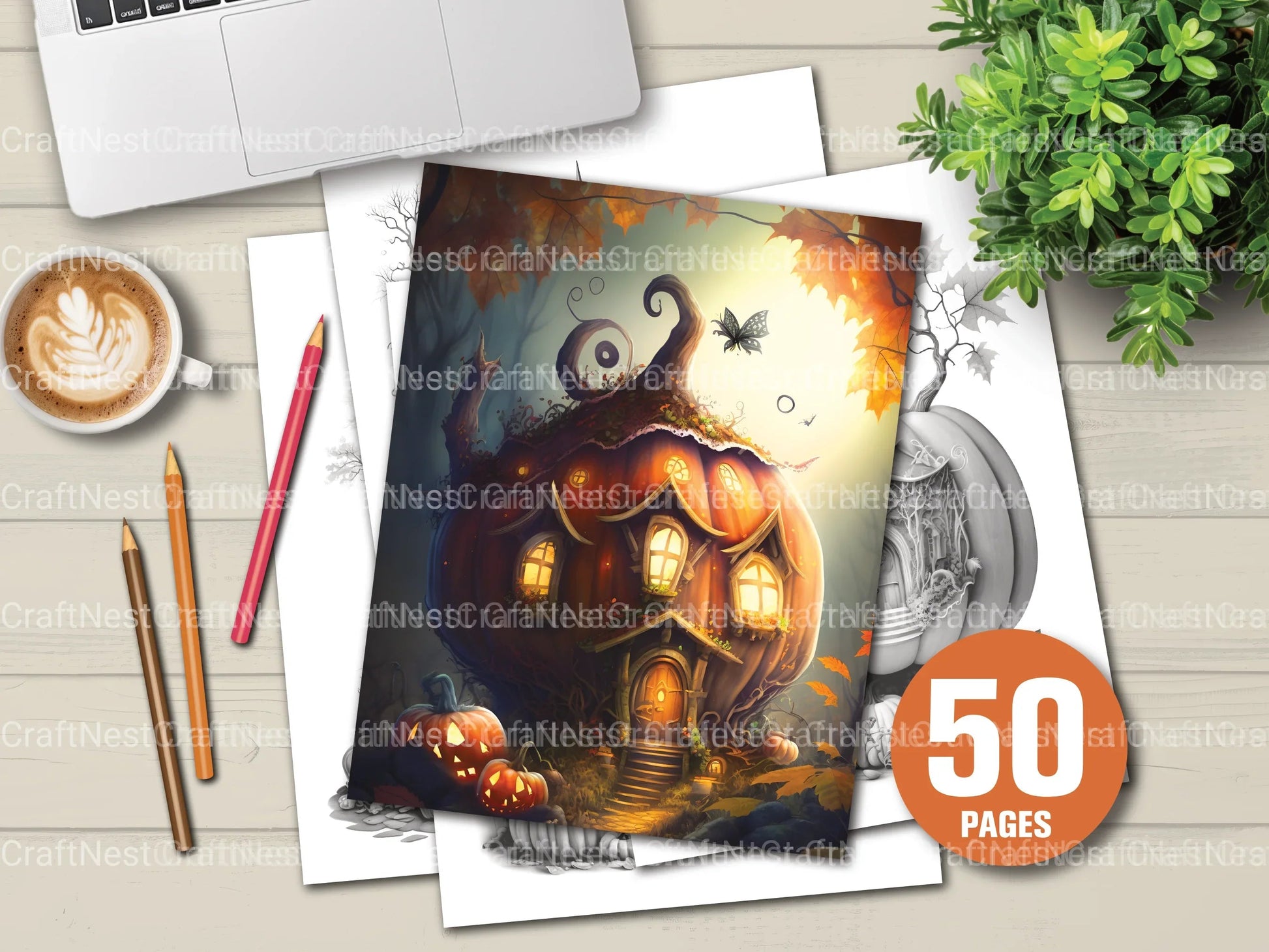 Pumpkin Fairy House Coloring Book - CraftNest - Digital Crafting and Art