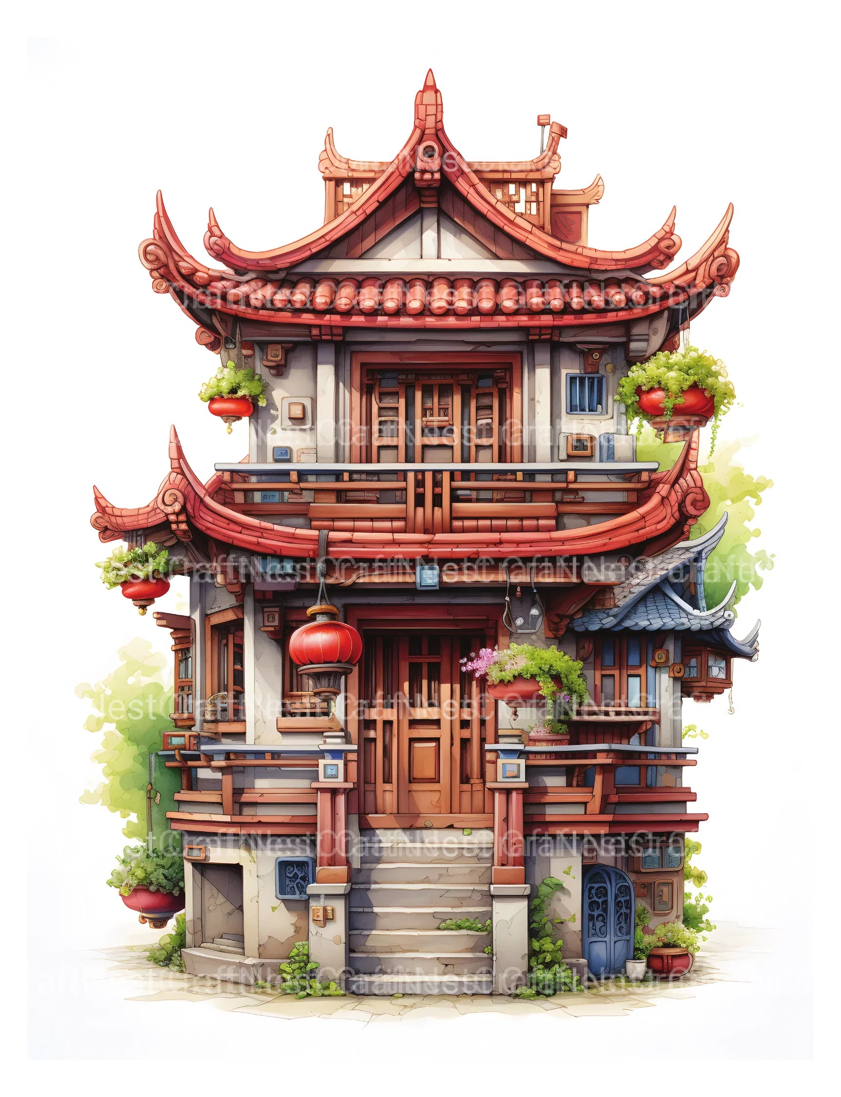 Chinese Tiny House Coloring Book - CraftNest - Digital Crafting and Art