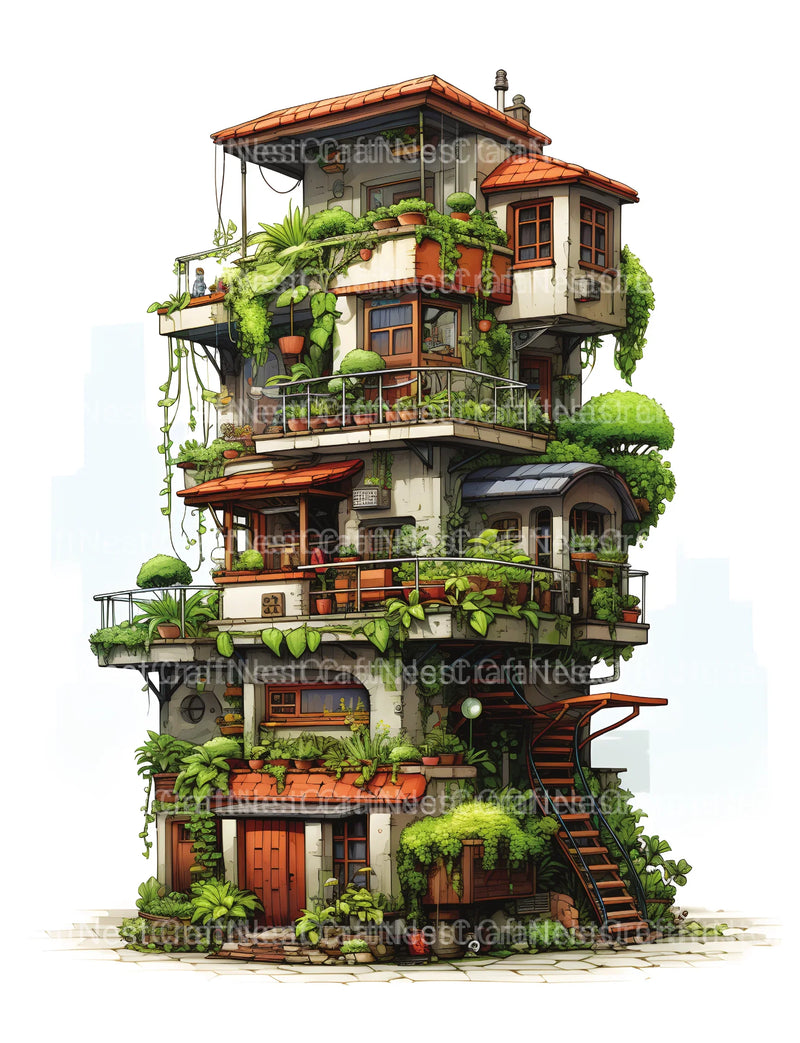 Intricate Garden Houses Coloring Book - CraftNest - Digital Crafting and Art