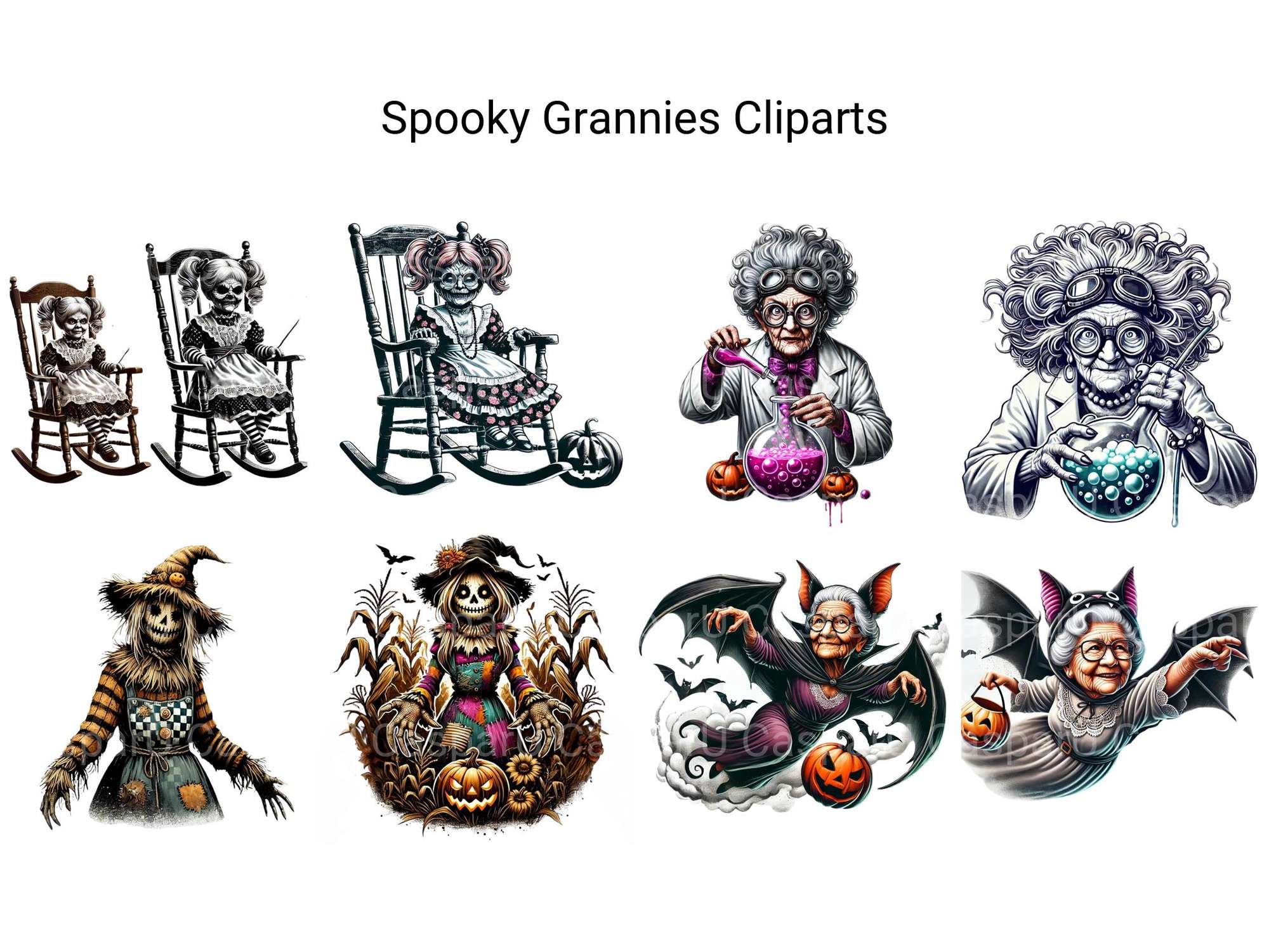 Spooky Grannies Clipart