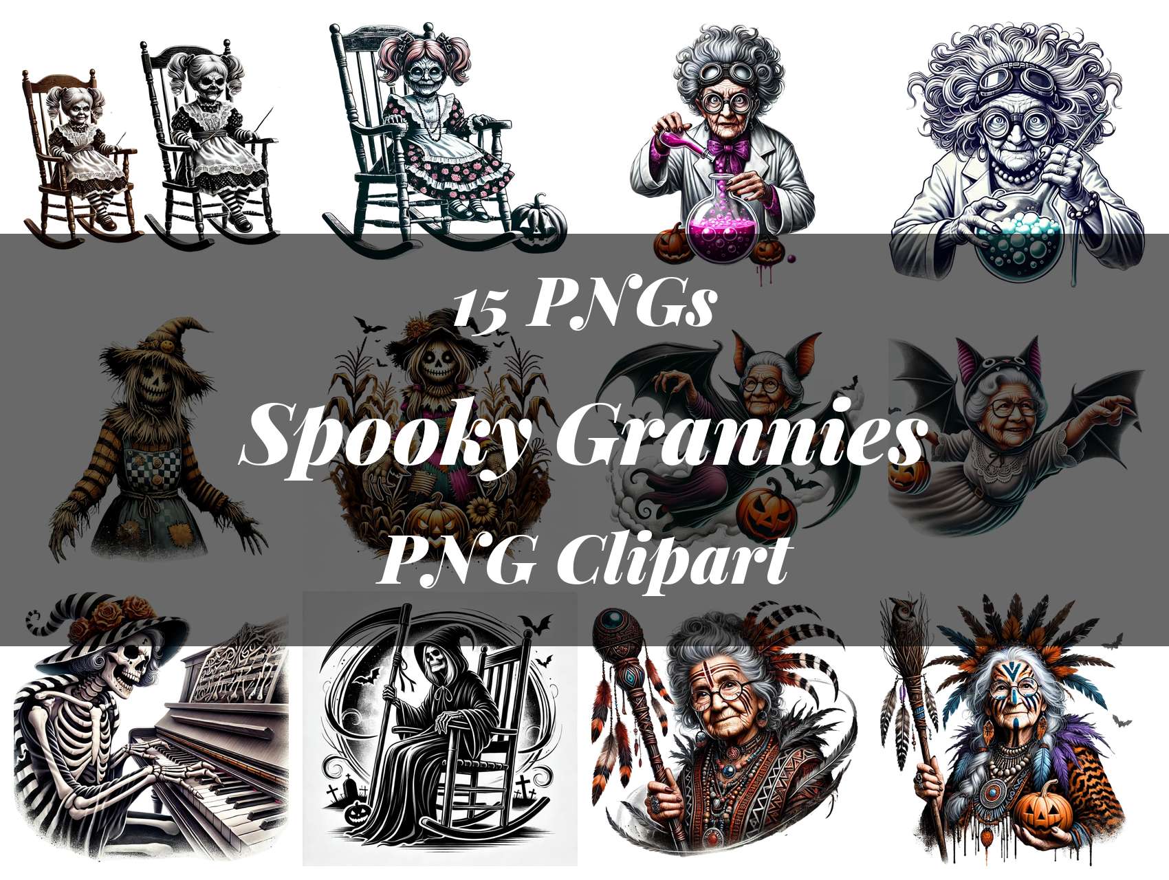Spooky Grannies Clipart