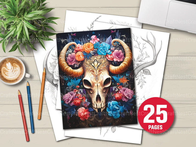 Floral Skull Coloring Book - CraftNest - Digital Crafting and Art