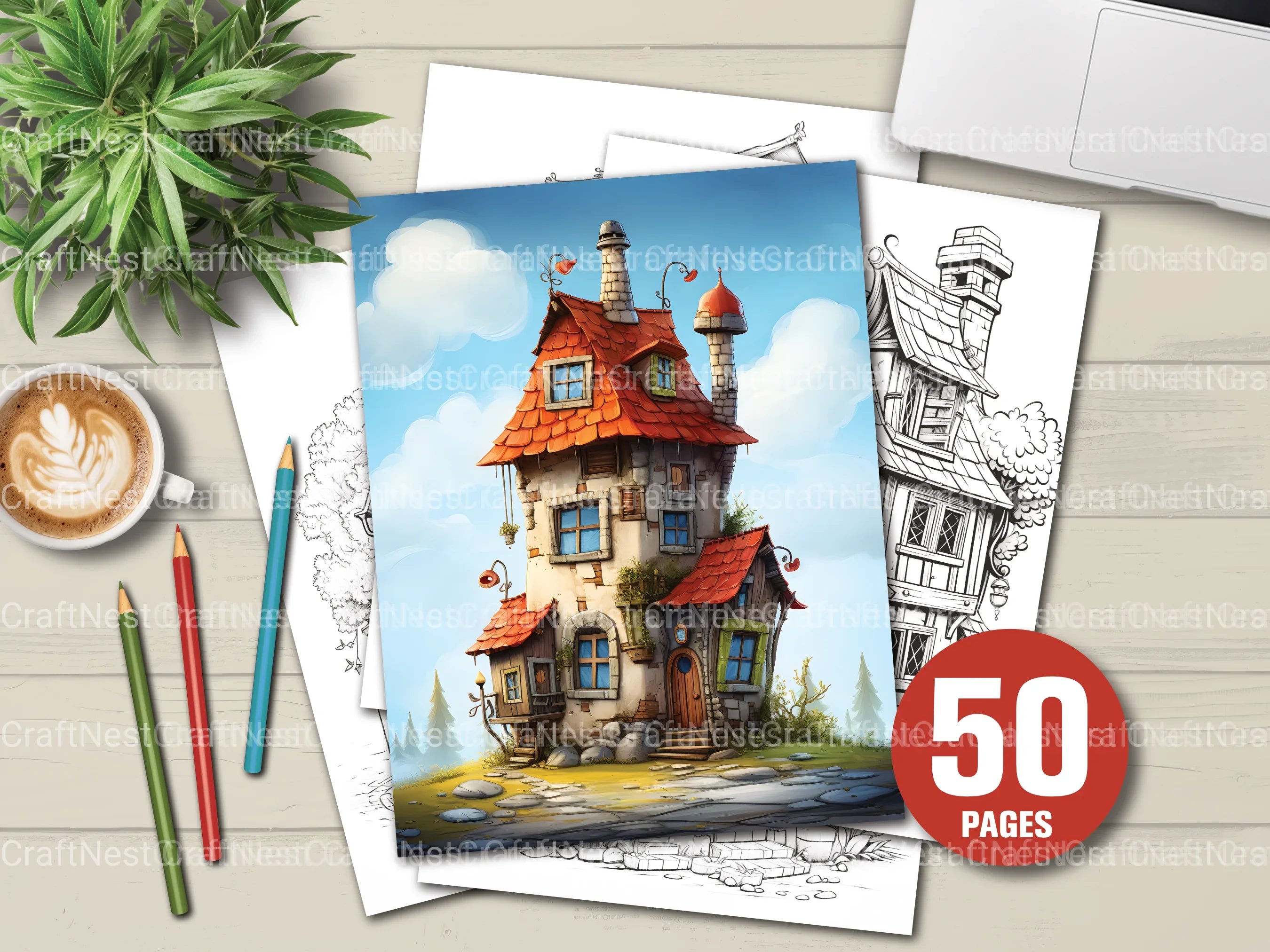 Mixed Tiny House Coloring Book - CraftNest - Digital Crafting and Art