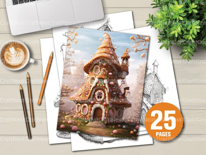 Gingerbread Fairy House Coloring Book - CraftNest - Digital Crafting and Art