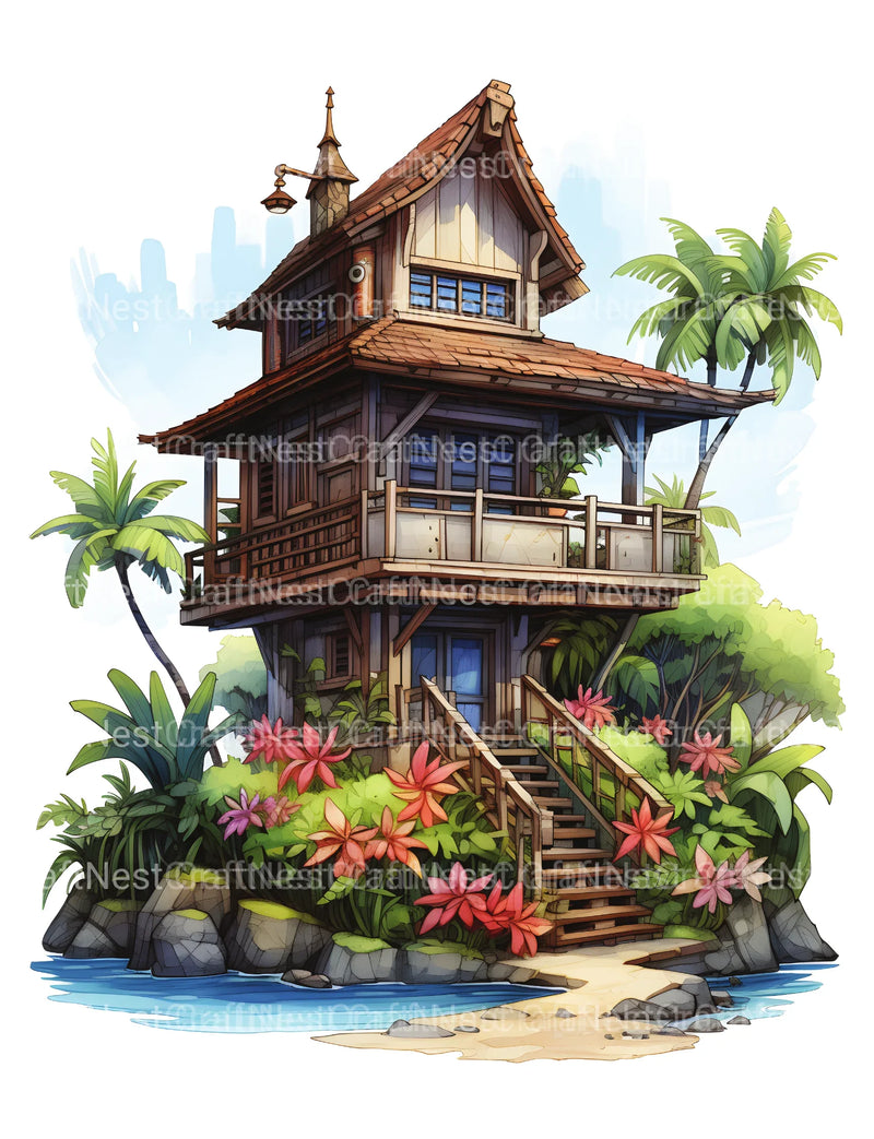 Hawaiian Tiny House Coloring Book - CraftNest - Digital Crafting and Art