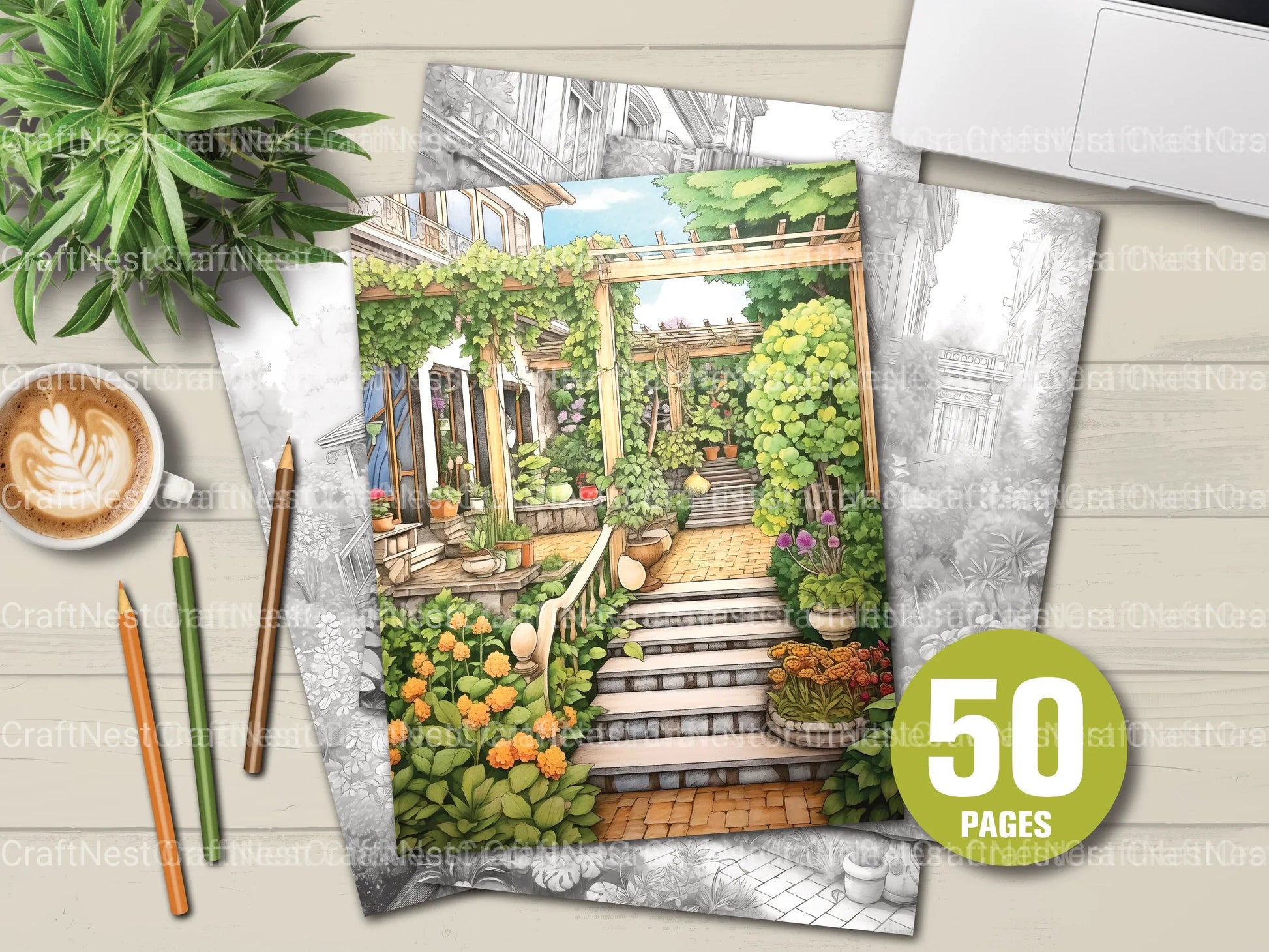 Garden Terrace Coloring Book - CraftNest - Digital Crafting and Art