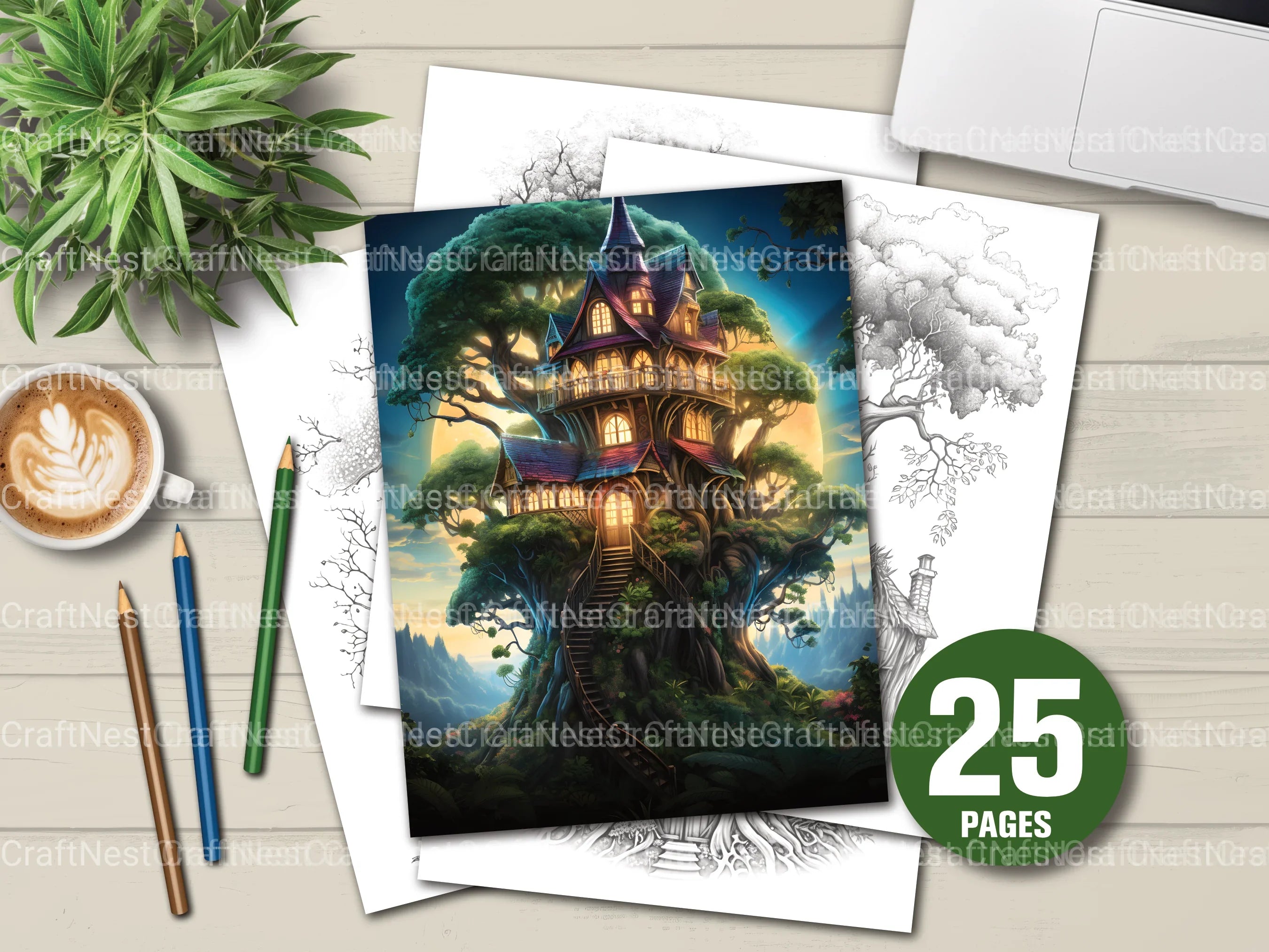 Treehouse Coloring Book 3 - CraftNest - Digital Crafting and Art