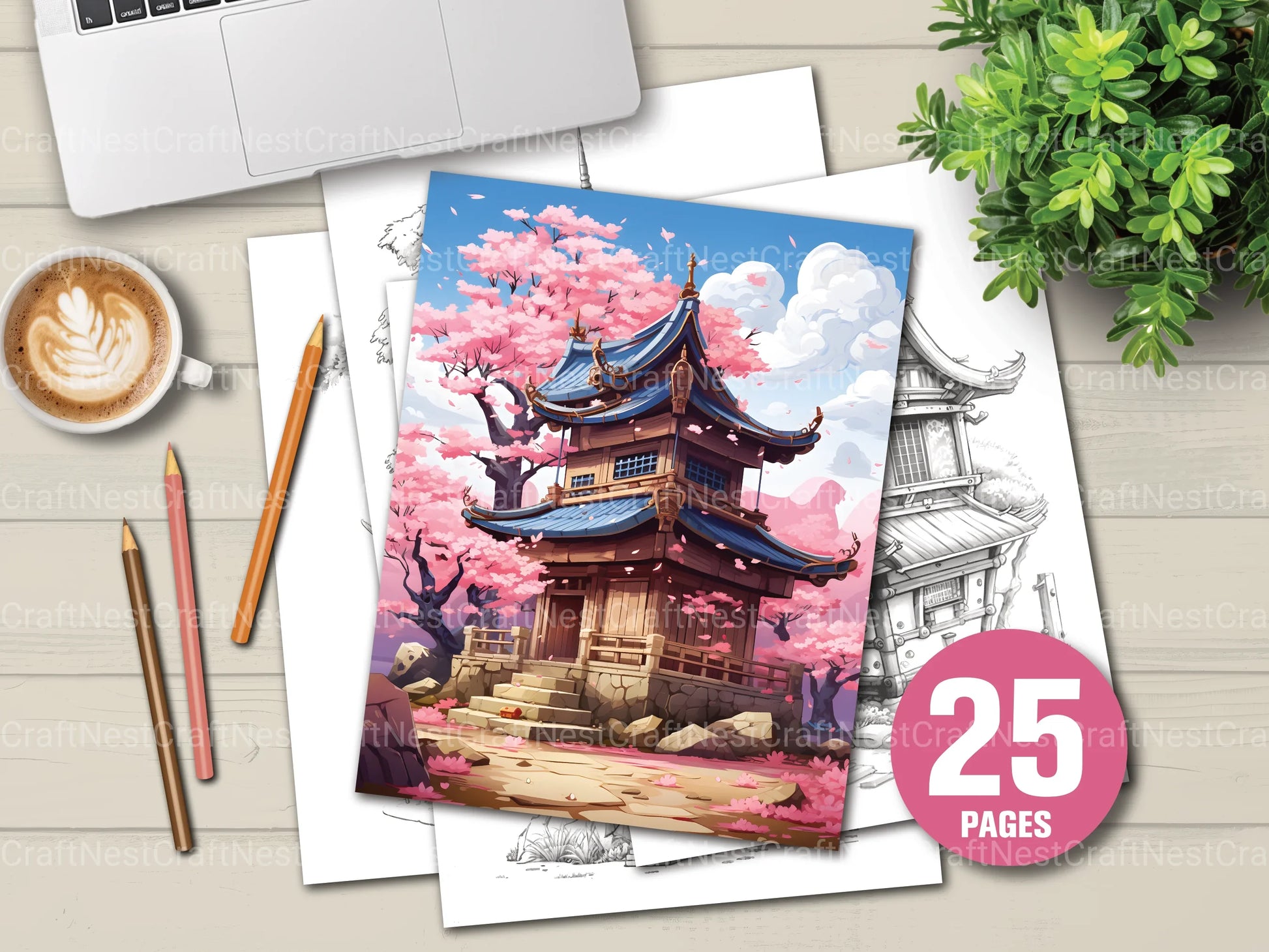 Japanese Tiny House Coloring Book - CraftNest - Digital Crafting and Art
