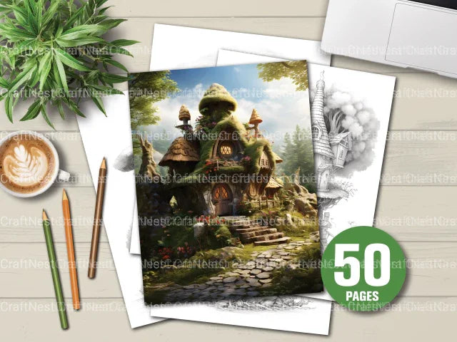 Fairy Houses 2 Coloring Book - CraftNest - Digital Crafting and Art