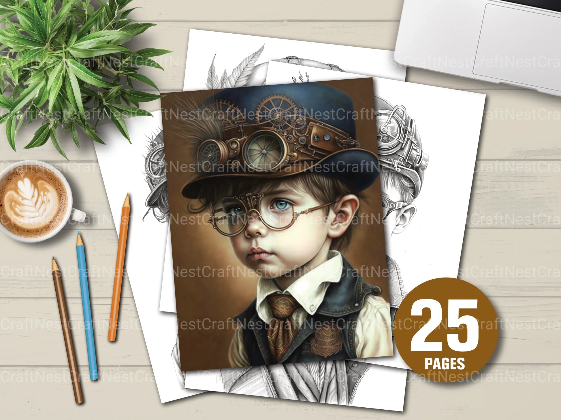 Steampunk Girl Coloring Book - CraftNest - Digital Crafting and Art