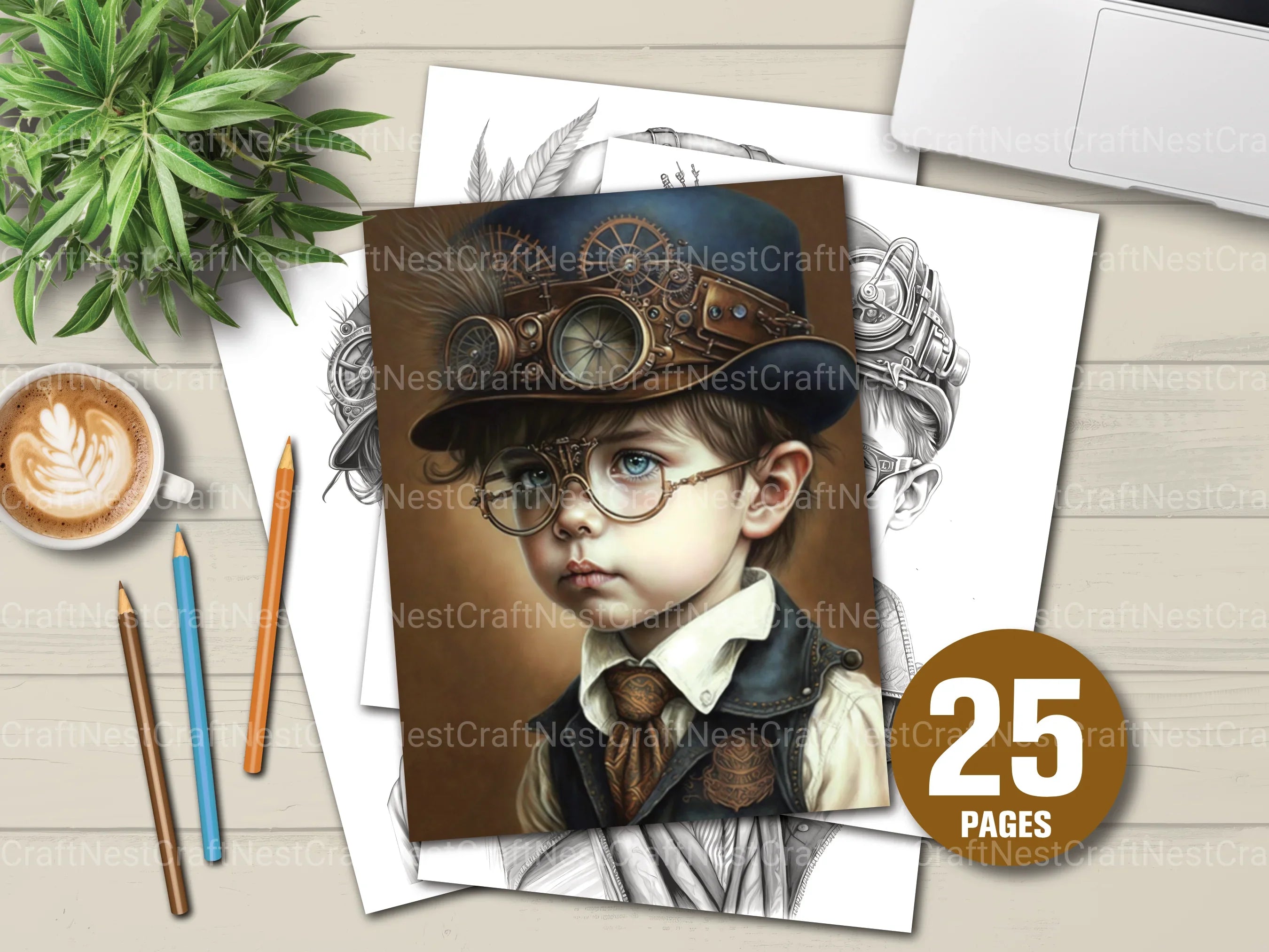 Steampunk Girl Coloring Book - CraftNest - Digital Crafting and Art