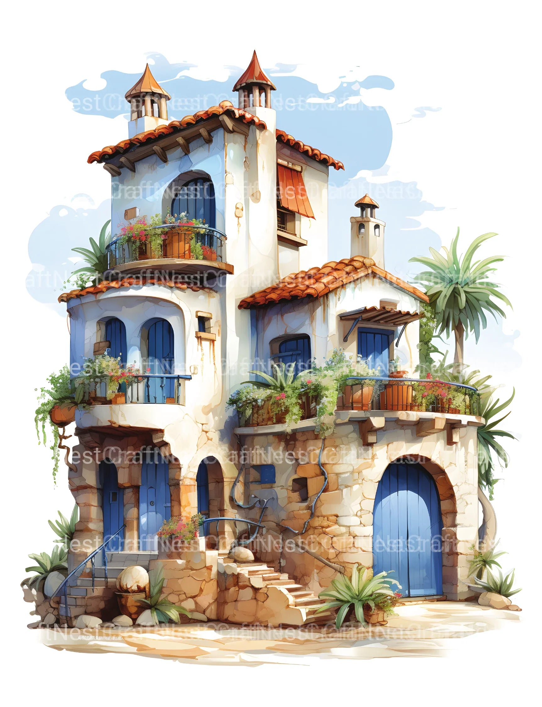 Mediterranean Tiny House Coloring Book - CraftNest - Digital Crafting and Art