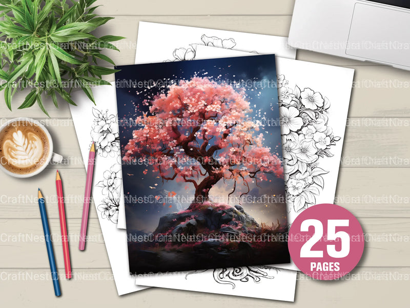Blooming Tree Coloring Book - CraftNest - Digital Crafting and Art