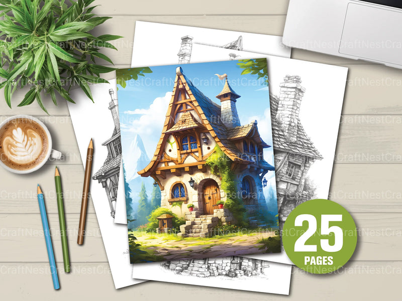 Medieval Tiny House Coloring Book - CraftNest - Digital Crafting and Art