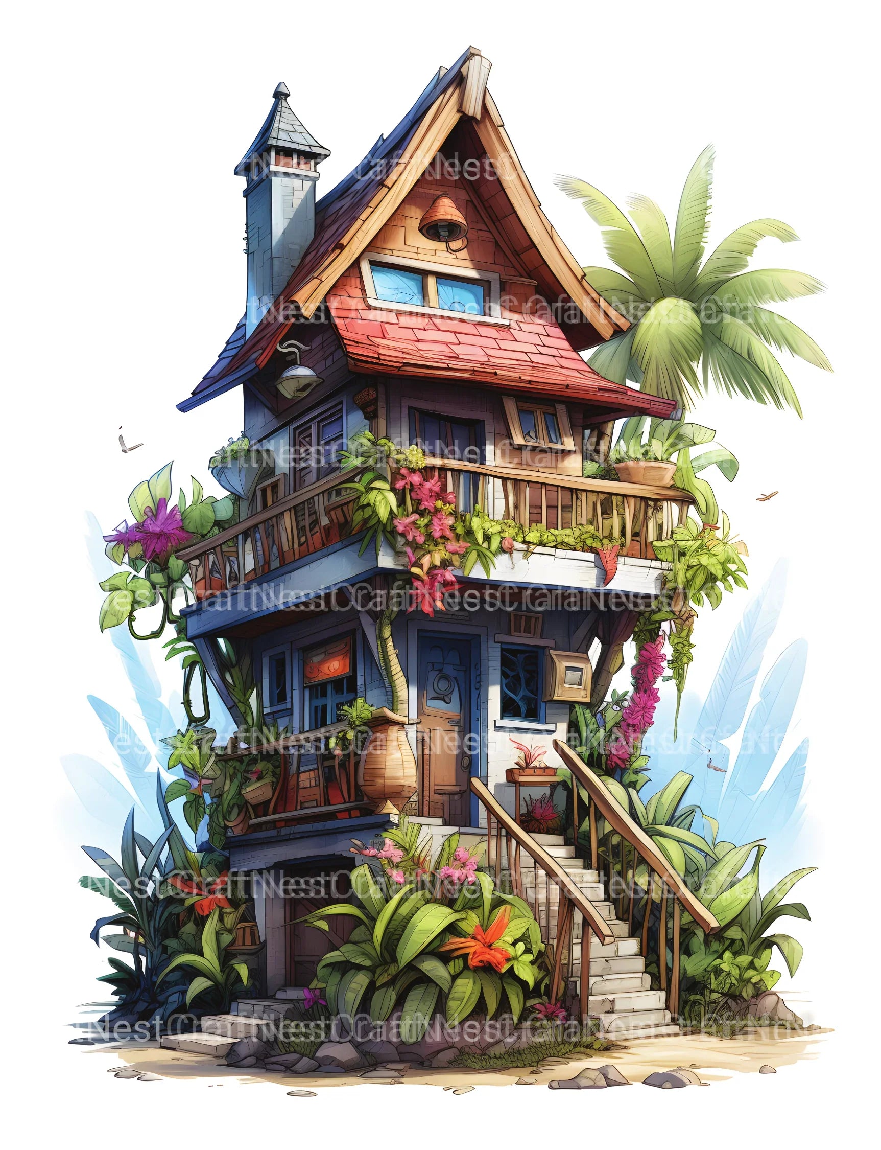 Hawaiian Tiny House Coloring Book - CraftNest - Digital Crafting and Art