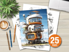 Futuristic Tiny House Coloring Book - CraftNest - Digital Crafting and Art