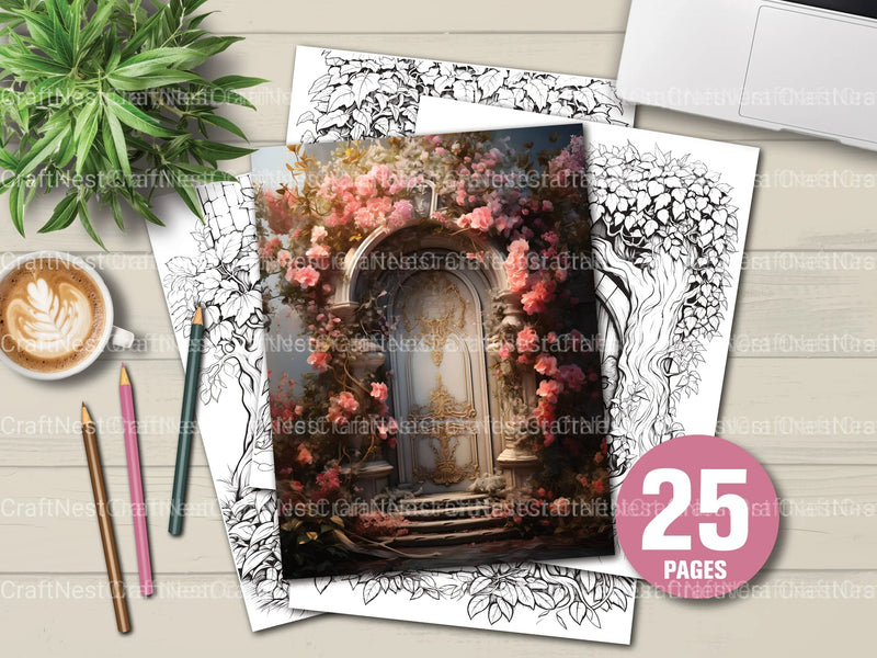 Blooming Door Coloring Book - CraftNest - Digital Crafting and Art
