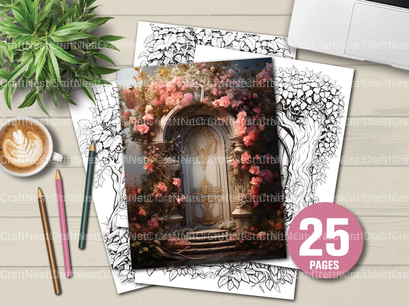 Blooming Door Coloring Book - CraftNest - Digital Crafting and Art