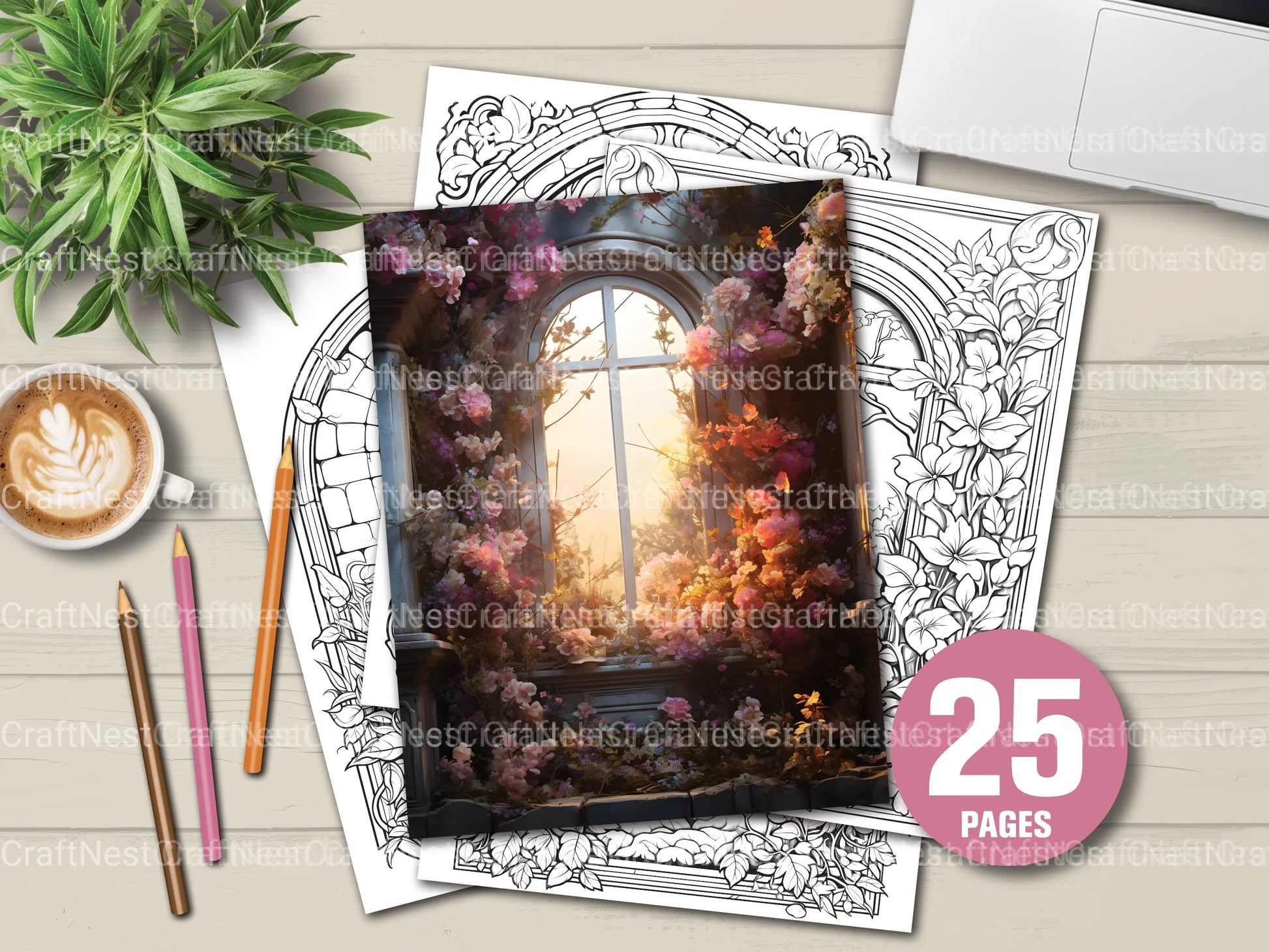 Blooming Window Coloring Book - CraftNest - Digital Crafting and Art