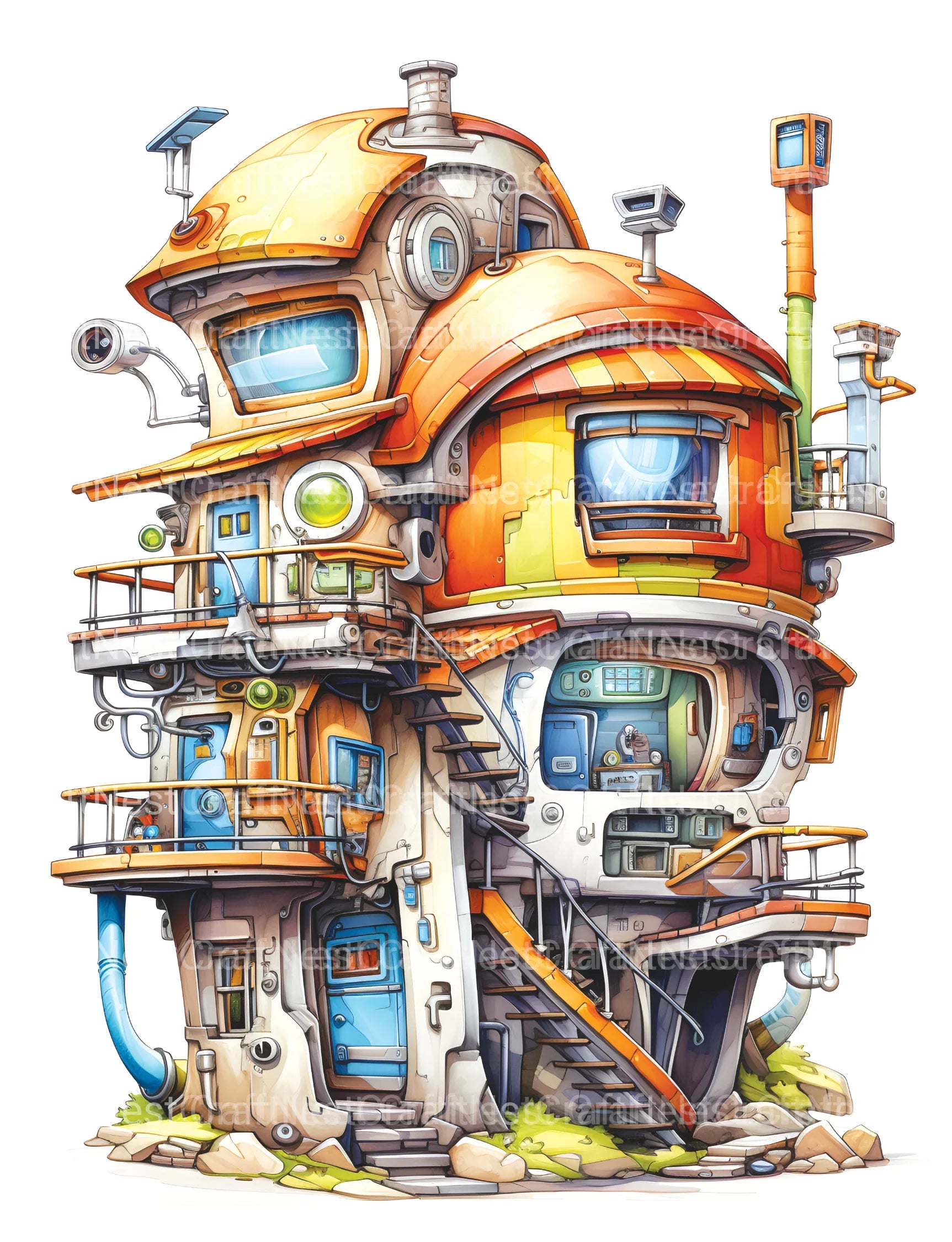 Futuristic Tiny House Coloring Book - CraftNest - Digital Crafting and Art