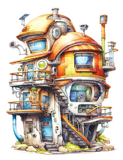 Futuristic Tiny House Coloring Book - CraftNest - Digital Crafting and Art