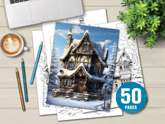Winter Houses Coloring Book - CraftNest - Digital Crafting and Art
