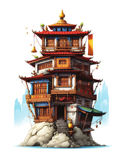 Tibetan Tiny House Coloring Book - CraftNest - Digital Crafting and Art