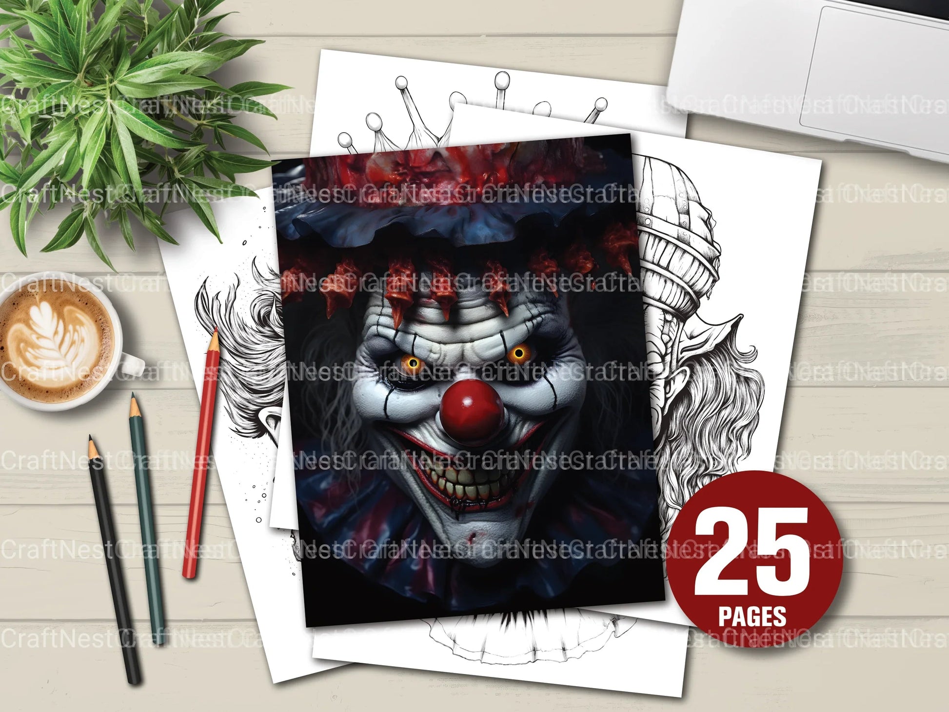 Evil Clowns Coloring Book - CraftNest - Digital Crafting and Art