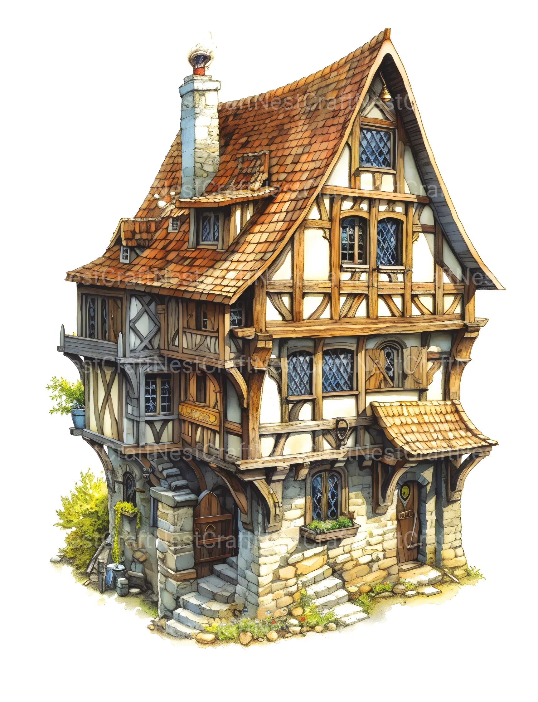 Medieval Tiny House Coloring Book - CraftNest - Digital Crafting and Art