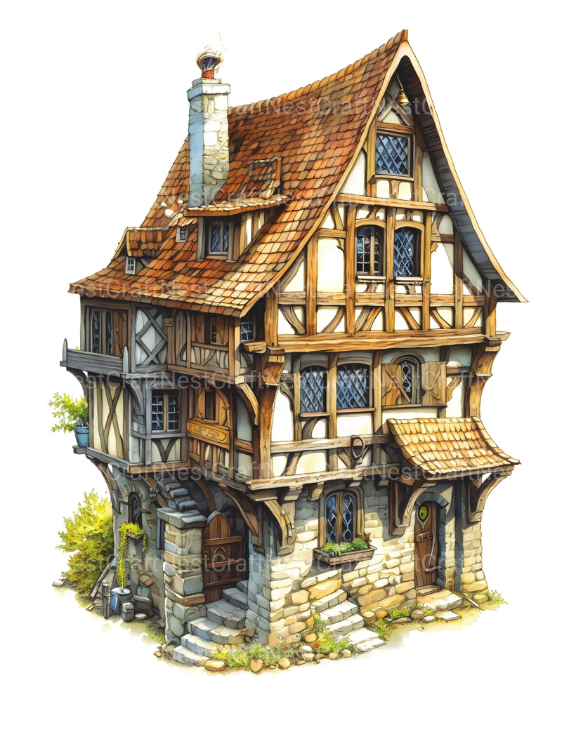 Medieval Tiny House Coloring Book - CraftNest - Digital Crafting and Art
