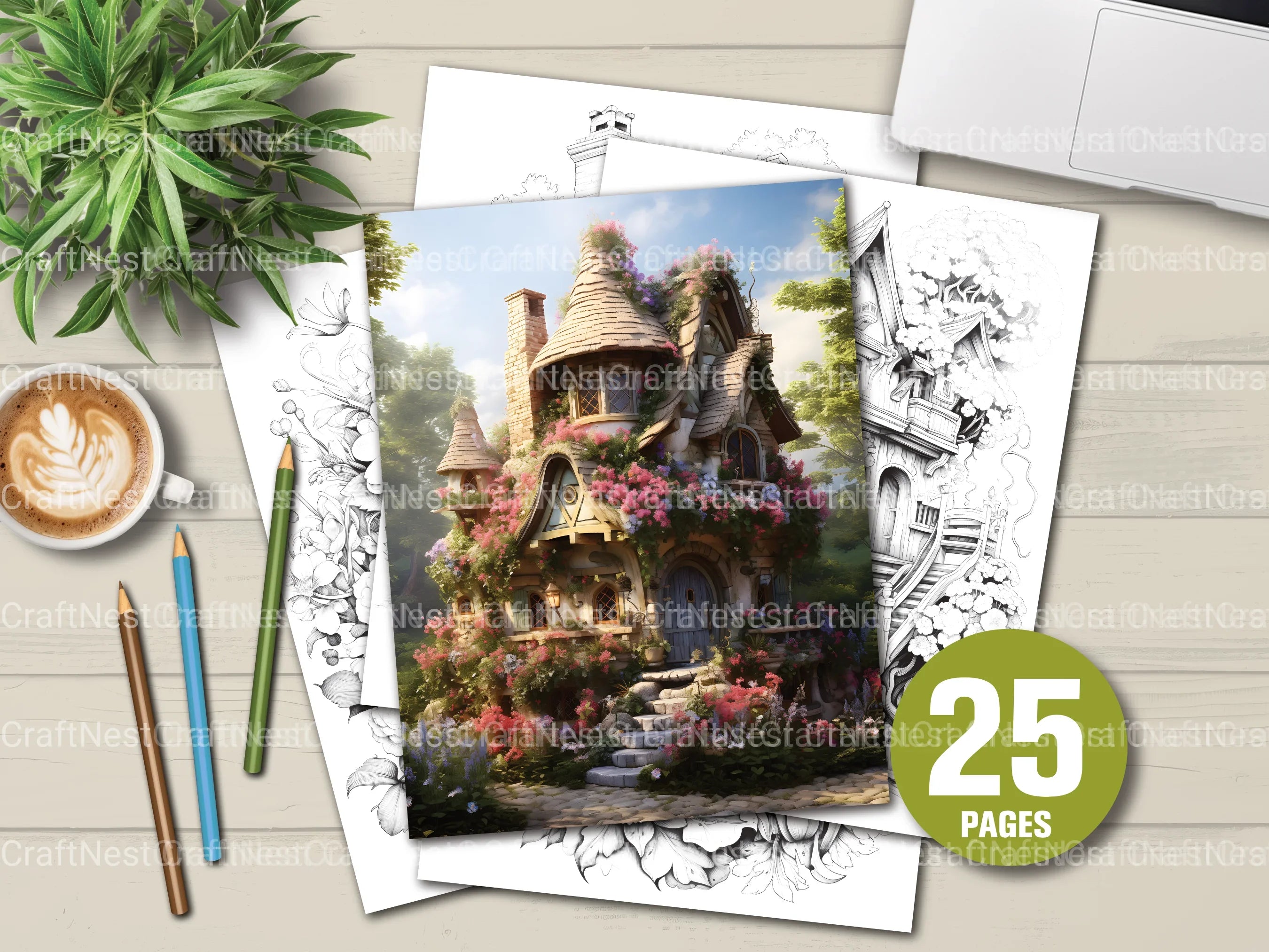 Blooming House Coloring Book - CraftNest - Digital Crafting and Art