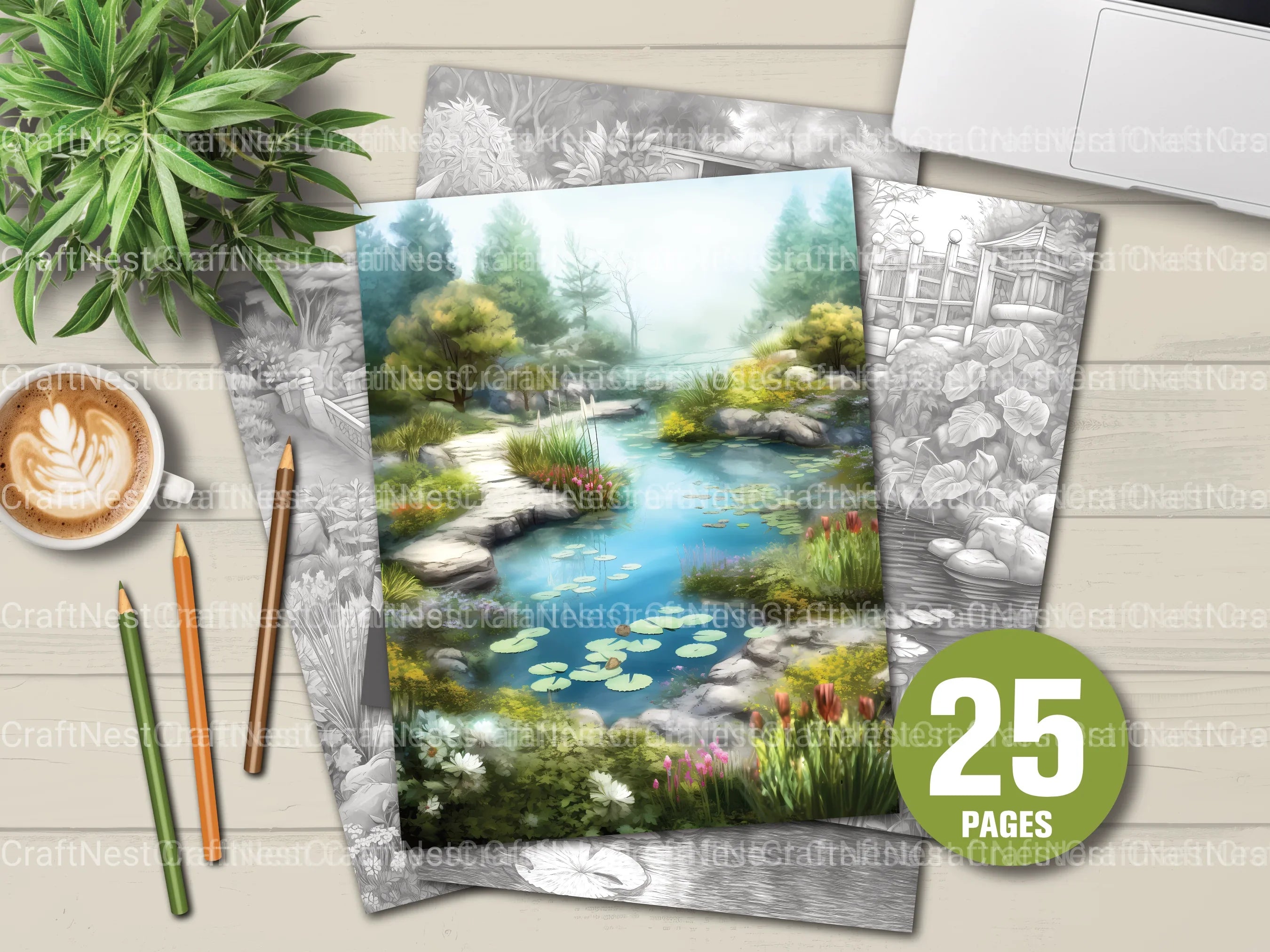Water Garden Coloring Book - CraftNest - Digital Crafting and Art