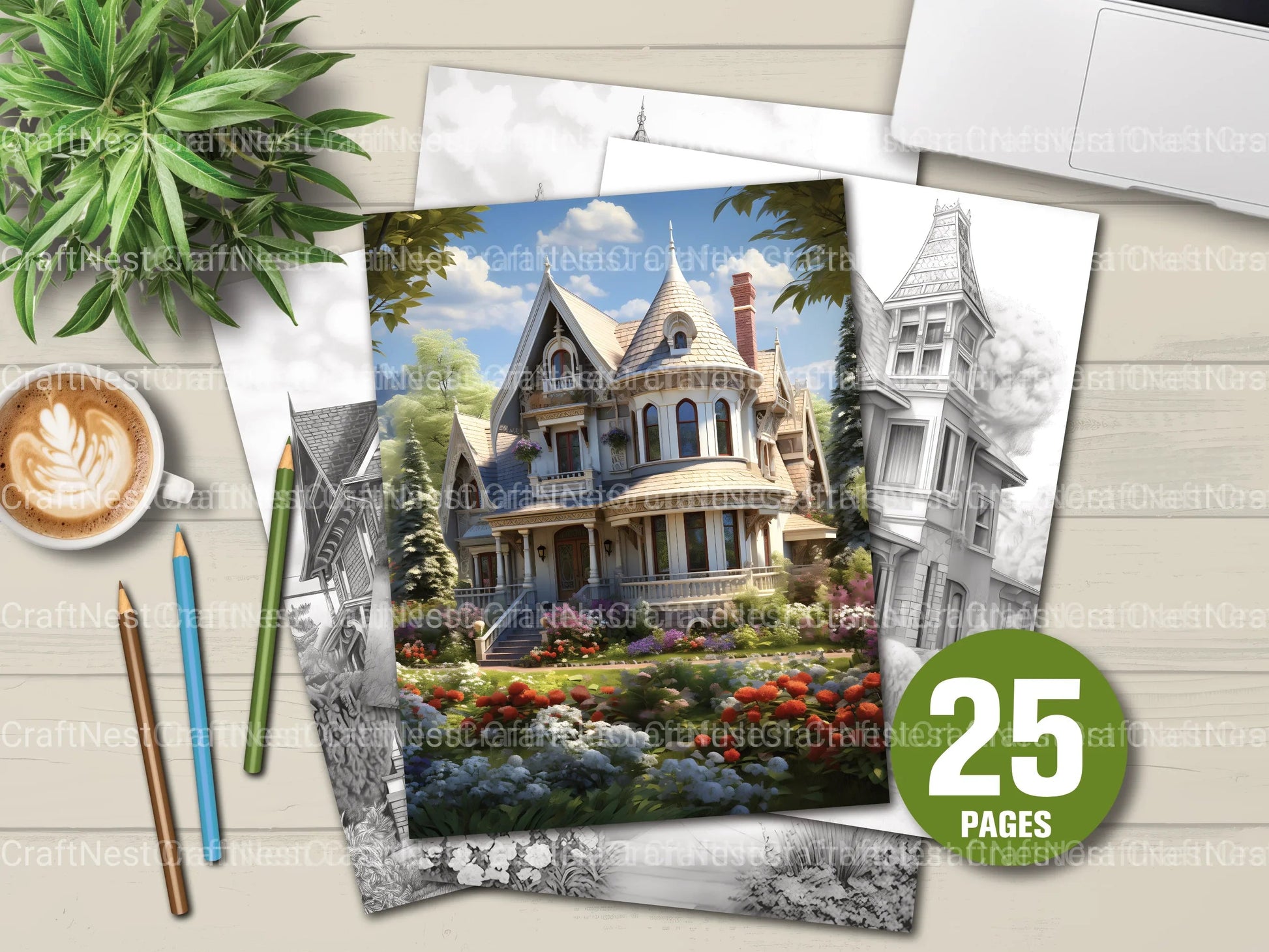 Victorian Style Houses Coloring Book - CraftNest - Digital Crafting and Art