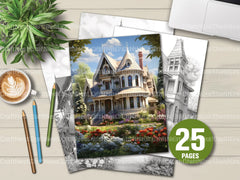 Victorian Style Houses Coloring Book - CraftNest - Digital Crafting and Art