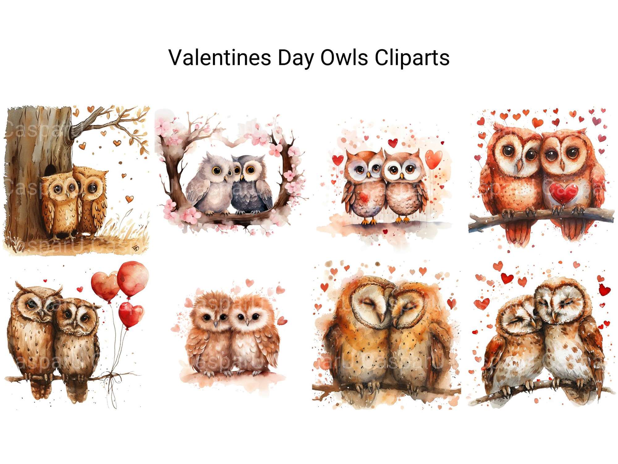 Valentines Day Owls Clipart