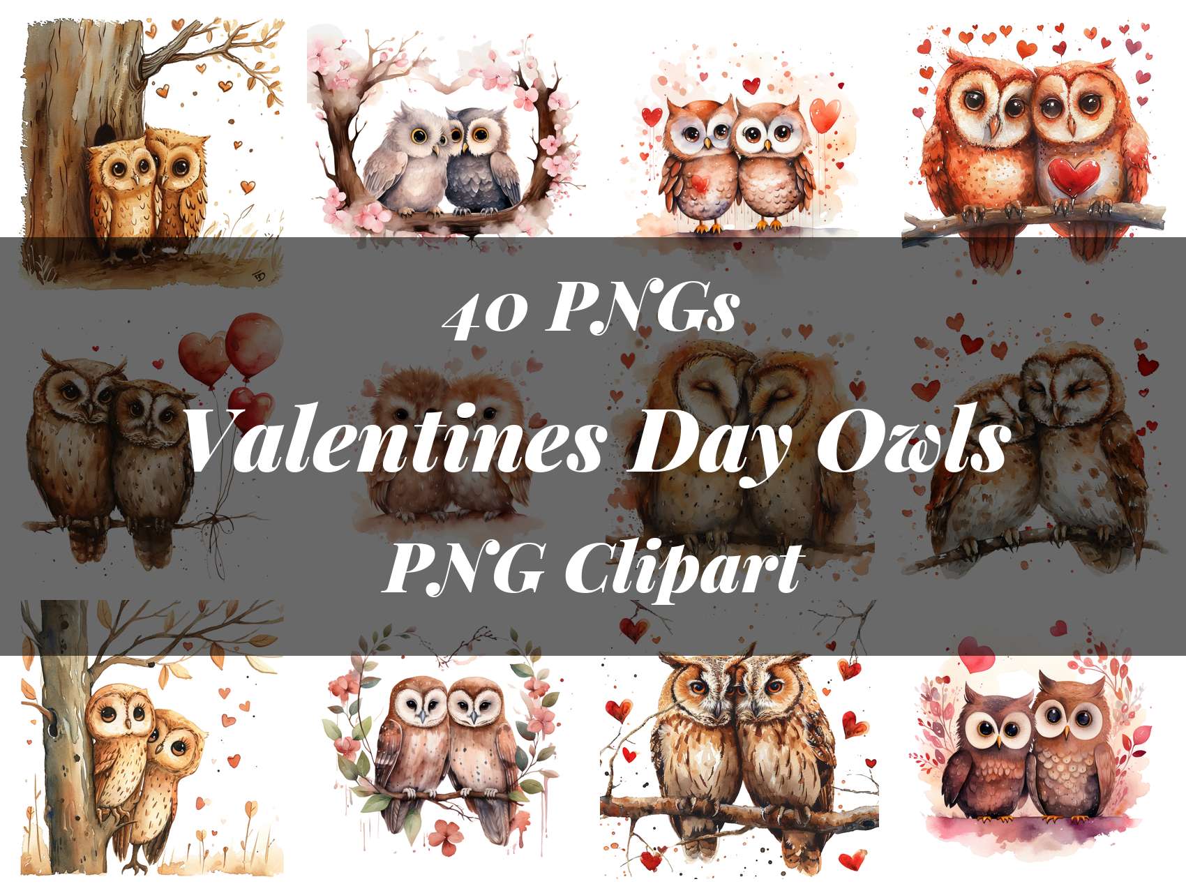 Valentines Day Owls Clipart