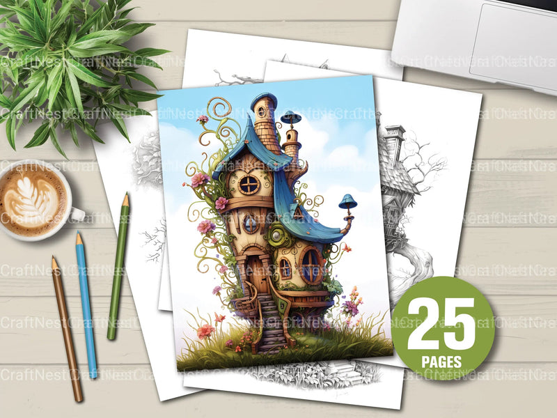 Fairy Bird Houses Coloring Book - CraftNest - Digital Crafting and Art