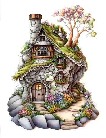Stone Fairy House Coloring Book