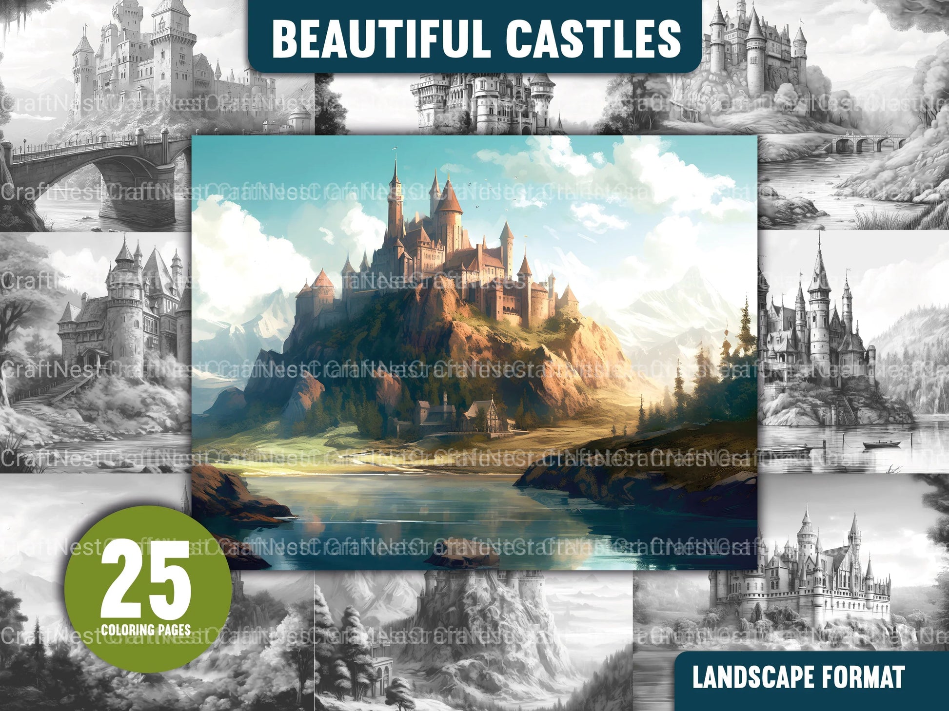 Castles Coloring Book - CraftNest - Digital Crafting and Art