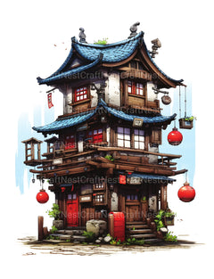 Japanese Tiny House Coloring Book - CraftNest - Digital Crafting and Art