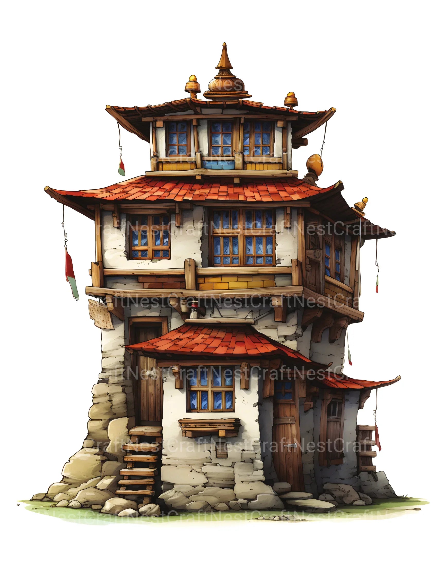 Tibetan Tiny House Coloring Book - CraftNest - Digital Crafting and Art