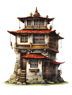 Tibetan Tiny House Coloring Book - CraftNest - Digital Crafting and Art