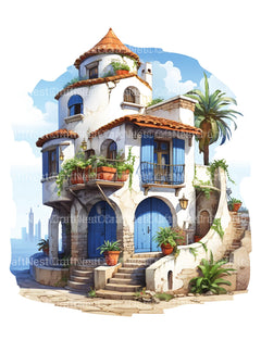 Mediterranean Tiny House Coloring Book - CraftNest - Digital Crafting and Art