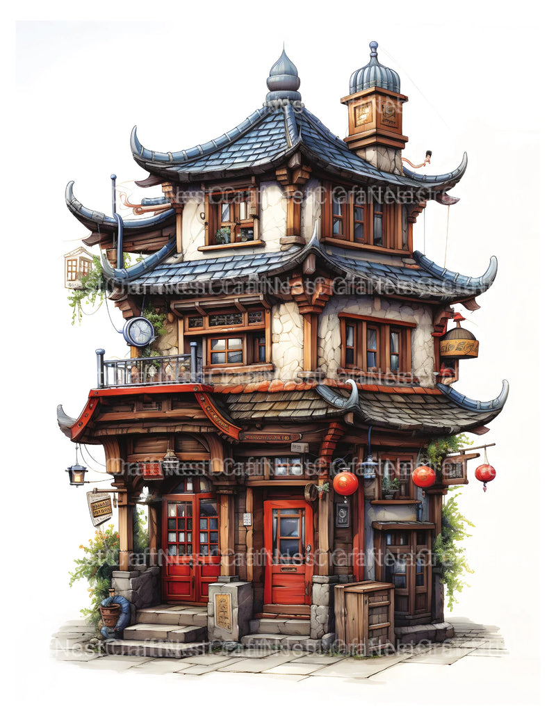 Chinese Tiny House Coloring Book - CraftNest - Digital Crafting and Art