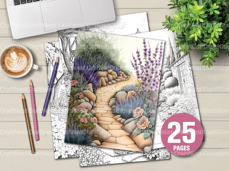 Garden Path Coloring Book - CraftNest - Digital Crafting and Art