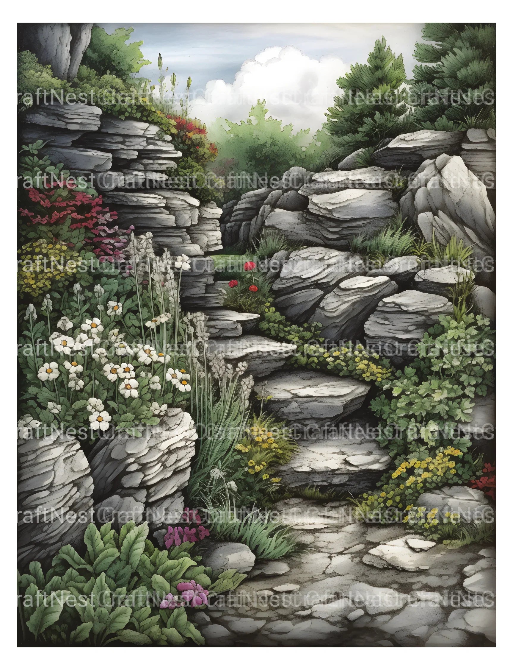 Rock Garden Coloring Book - CraftNest - Digital Crafting and Art