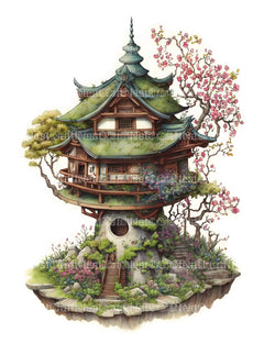 Japanese Fairy House Coloring Book - CraftNest - Digital Crafting and Art