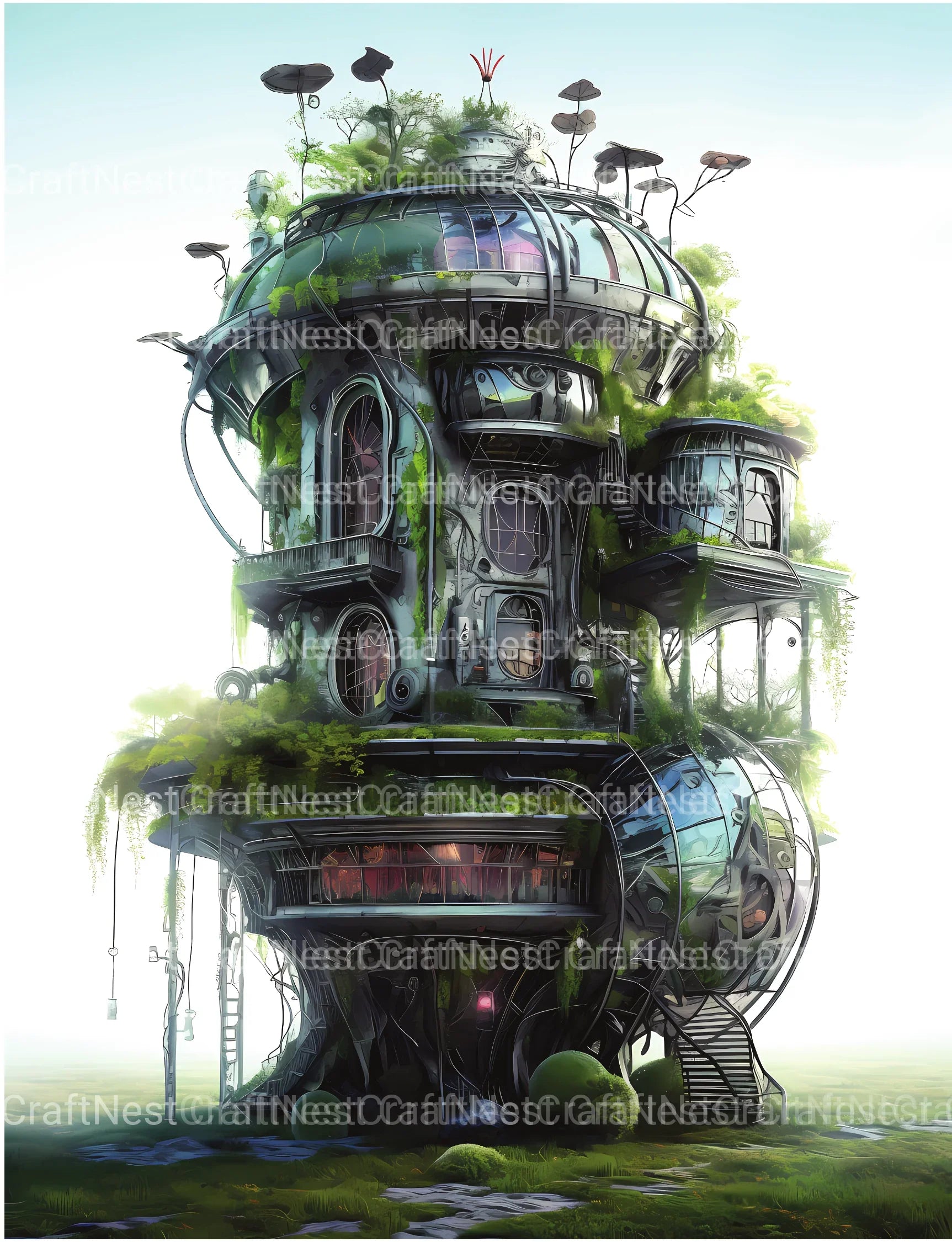 Futuristic Fairy House Coloring Book