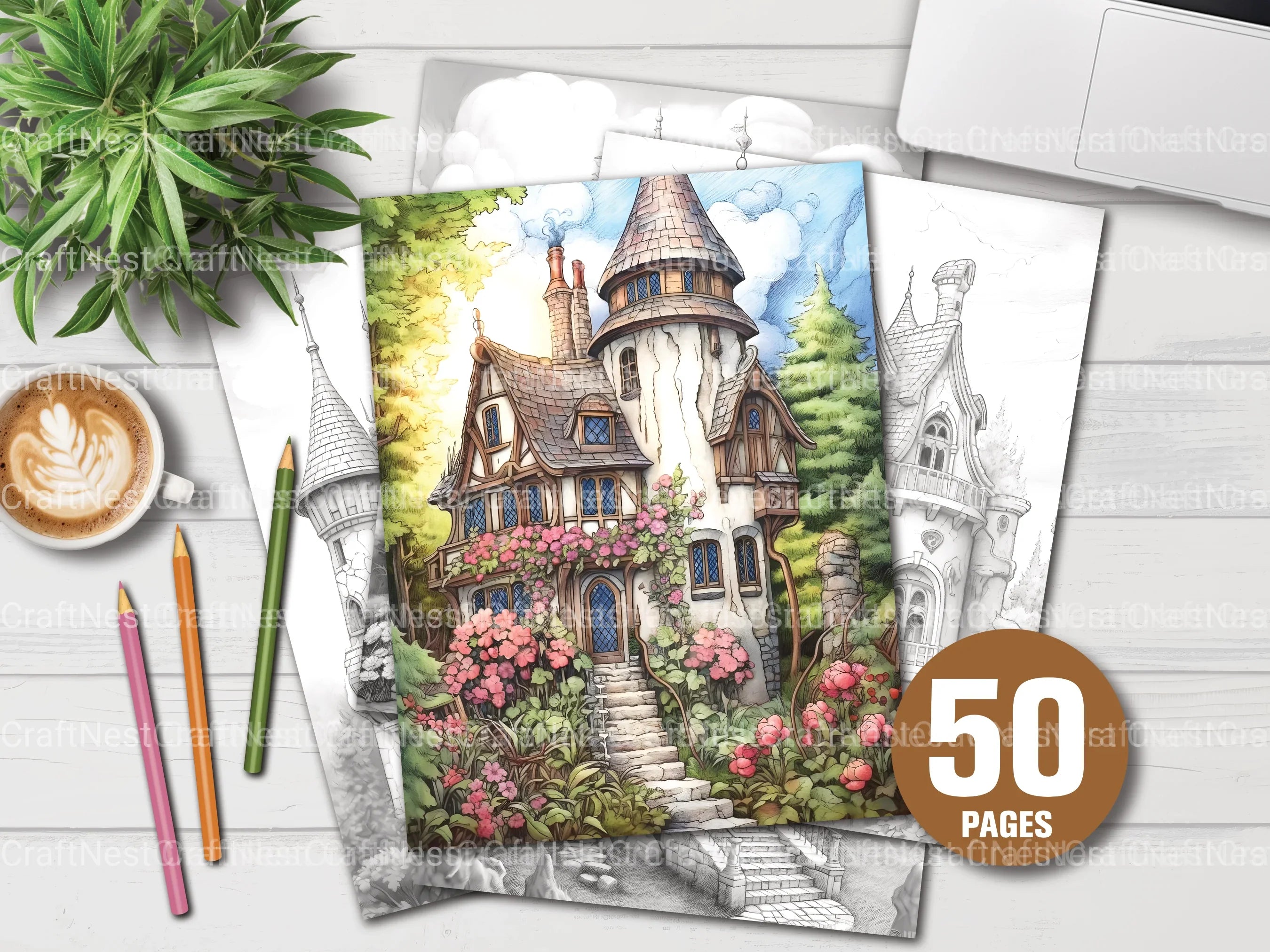 Gothic Houses Coloring Book