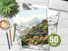 Old Chinese Villages Coloring Book - CraftNest - Digital Crafting and Art